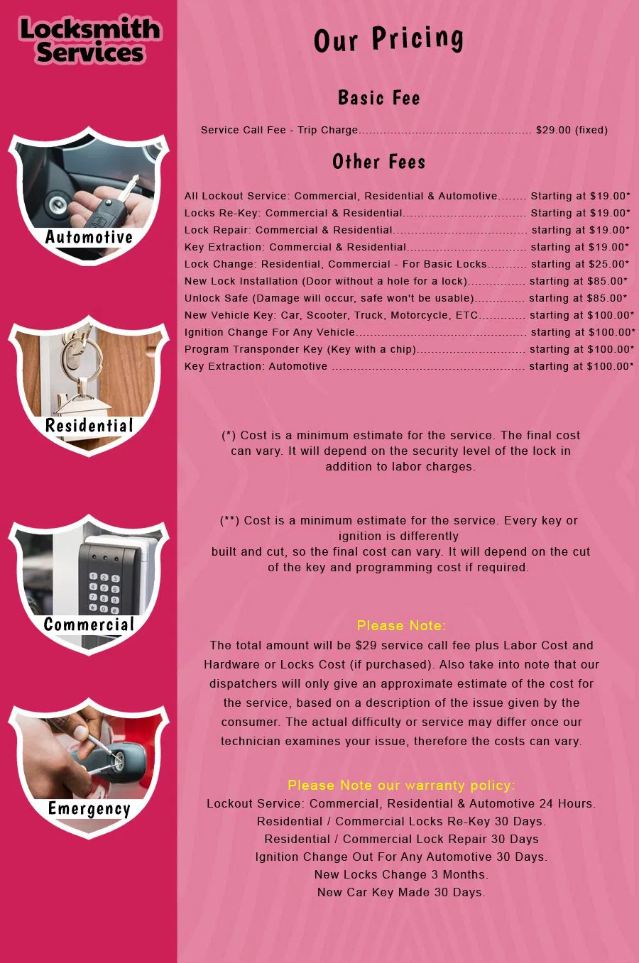 Short Hills NJ Locksmith Store Short Hills, NJ 862-200-9567 - price-list-c-18